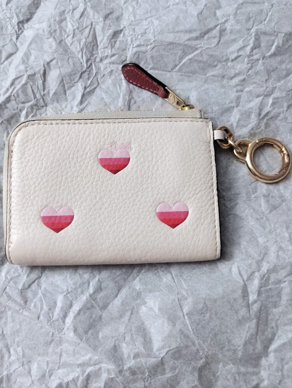 Coach Hearts Card Holder Coin Purse Keychain - Picture 2 of 7